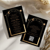Invitation Céleste Black Gold QR Code Quinceañera