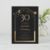 Invitation Céleste Black Gold Sun Moon Stars 30e anniversaire (Debout devant)