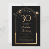 Invitation Céleste Black Gold Sun Moon Stars 30e anniversaire (Devant)