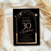 Invitation Céleste Black Gold Sun Moon Stars 30e anniversaire