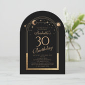 Invitation Céleste Black Gold Sun Moon Stars 30e anniversaire (Debout devant)