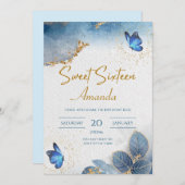 Invitation Celeste Blue Sweet 16 Invitation, 16e anniversaire (Devant / Derrière)
