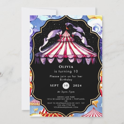 Invitation Céleste Boho Circus Anniversaire (Devant)