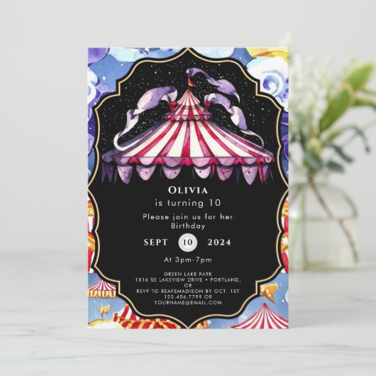 Invitation Céleste Boho Circus Anniversaire (Debout devant)