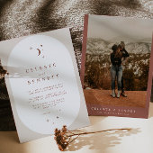 Invitation CELESTE Boho Moon & Stars Mariage en terre cuite