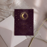 Invitation Céleste Bourgogne Or Lune Et Étoiles Mariage<br><div class="desc">Notre collection "Celestial Burgundy Mariage" présente une belle lune de croissant doré avec des étoiles et des bordures d'or assorties dans divers motifs sur un arrière - plan bordeaux velours jumelé à des polices élégantes. Facile pour vous de customiser et vous pouvez choisir parmi de nombreux articles de cette collection...</div>