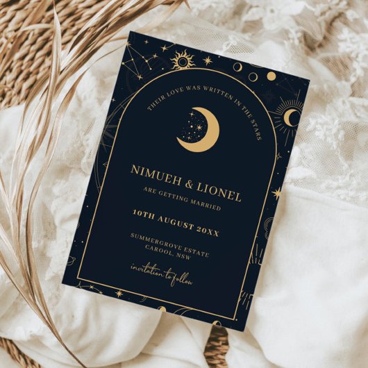 Invitation Céleste Écrit dans les étoiles Sauvegarder la date