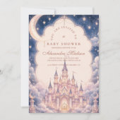 Invitation Céleste Fête de Naissance au Château de Princesse (Devant)