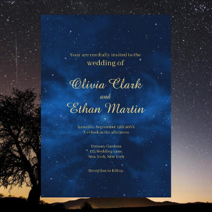 Invitation Céleste Galaxy Ciel de nuit Mariage à thème