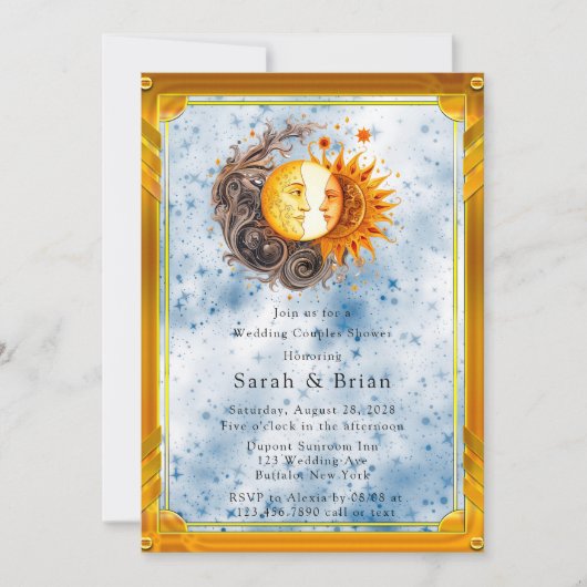 Invitation Céleste Jaune Bleu Mariage Couples Douche (Devant)