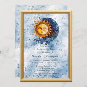 Invitation Céleste Jaune Bleu Soleil Lune Bachelorette Party (Devant / Derrière)