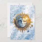 Invitation Céleste Jaune Bleu Soleil Lune Brunch & Bubbly (Dos)