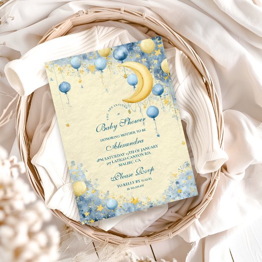 Invitation Céleste Lune et Baby shower des étoiles