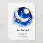 Invitation Céleste Lune et étoiles Baby shower à thème (Devant / Derrière)