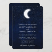 Invitation Céleste Lune et étoiles Mariage (Devant / Derrière)