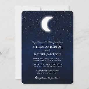 Invitation Céleste Lune et étoiles Mariage