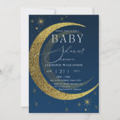Invitation Céleste Lune étoiles Starry Baby shower de nuit (Devant)