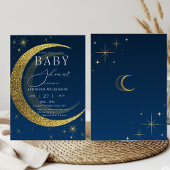 Invitation Céleste Lune étoiles Starry Baby shower de nuit