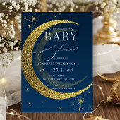 Invitation Céleste Lune étoiles Starry Baby shower de nuit