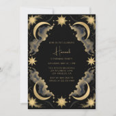 Invitation Céleste Lune Noir Tarot Sortie Anniversaire (Devant)