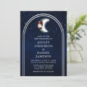 Invitation Céleste Lune Stars Arch Floral Photo Mariage (Debout devant)