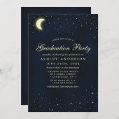 Invitation Céleste Lune Stars Midnight Graduation Party (Devant / Derrière)