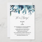 Invitation Céleste Marine Blue Floral Elopement Réception (Devant)