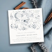 Invitation Céleste Marine Starry Night Moon Fiançailles croqu