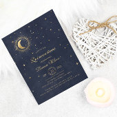Invitation Céleste Midnight Blue Gold Stars Quinceanera