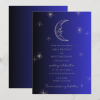 Céleste Midnight Blue Moon Stars Mariage