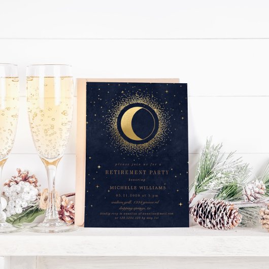 Invitation Céleste Midnight Blue Stars Retraite