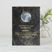 Invitation céleste minuit bleu étoiles lune Mariage Invita (Debout devant)