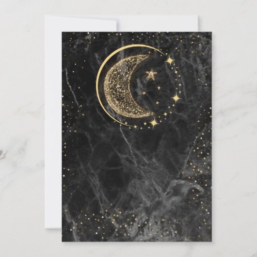 Invitation céleste minuit bleu étoiles lune Mariage Invitat (Dos)