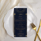 Invitation céleste minuit bleu or Mariage Dîner Menu