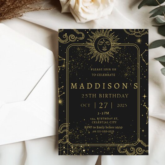 Invitation Céleste mystique étoile Nuit Commencement Annivers