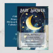 Invitation Céleste nuit étoilée et Baby shower de lune (Devant / Derrière)