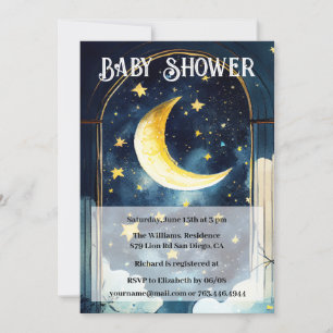 Invitation Céleste nuit étoilée et Baby shower de lune