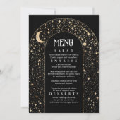 Invitation Céleste Nuit Sky Stars Arch Black Mariage Menu (Devant)
