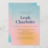 Invitation Céleste Pastel Blue Grainy Bat mitzvah dégradé (Devant / Derrière)