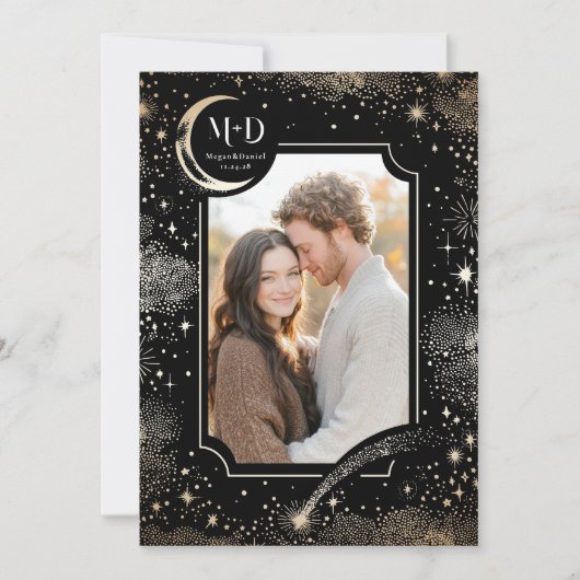 Invitation Céleste Romantique Starry Night Mariage Photo (Devant)