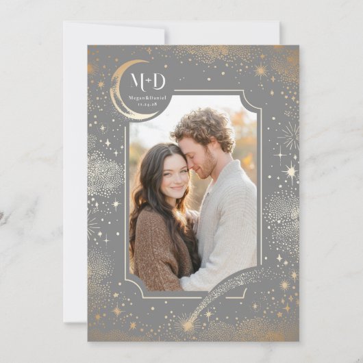 Invitation Céleste Romantique Starry Night Mariage Photo (Devant)