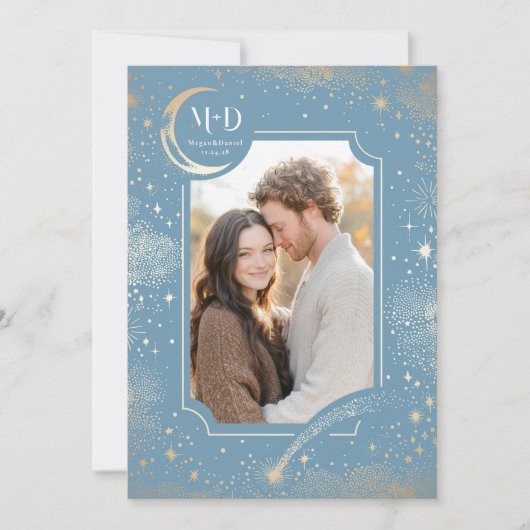 Invitation Céleste Romantique Starry Night Mariage Photo (Devant)