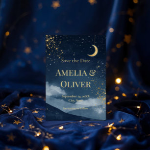 Invitation Céleste Save the Date Nuit étoilée Navy & Or