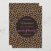 Invitation Céleste Serez-Vous Ma Fille D'Honneur Rose Moody (Devant / Derrière)