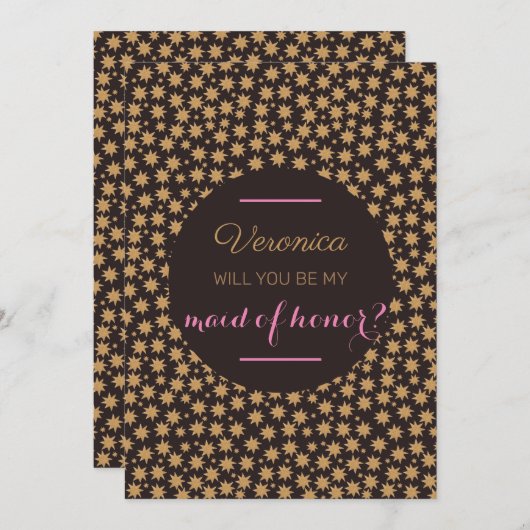 Invitation Céleste Serez-Vous Ma Fille D'Honneur Rose Moody (Devant / Derrière)