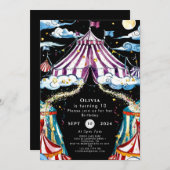 Invitation Céleste Simple Cirque Anniversaire (Devant / Derrière)