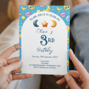 Invitation Céleste Stars et Lune Anniversaire de enfant