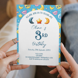 Invitation Céleste Stars et Lune Anniversaire de enfant