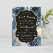 Invitation Celestial Agate | Elegant Cosmic Marble Sweet 16 (Debout devant)