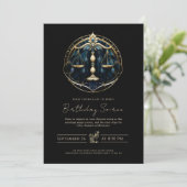 Invitation Celestial Balance Symbol Cosmic Black Gold Libra (Debout devant)